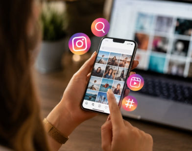 Instagram search queries optimization with a smartphone and social media interface