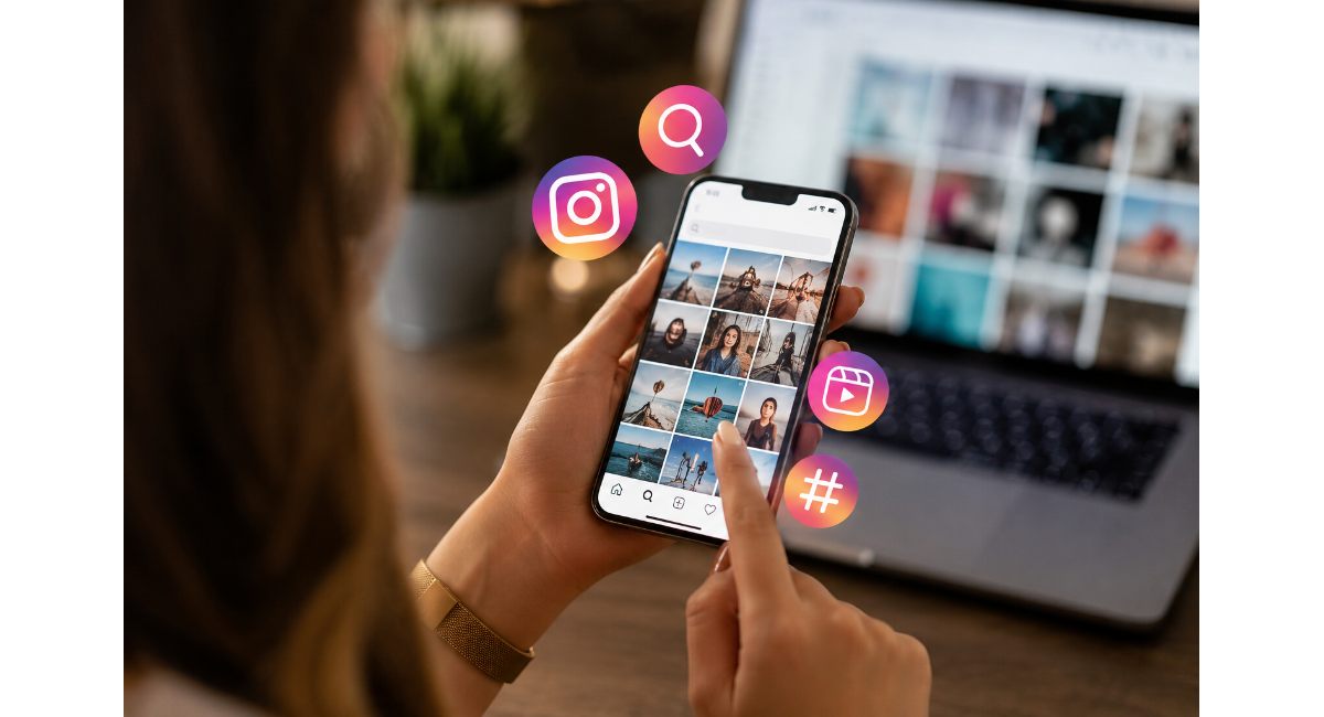 Instagram search queries optimization with a smartphone and social media interface