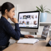 Professional social media profile management on a laptop