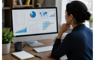 SEO professional analyzing keyword research and competitor data