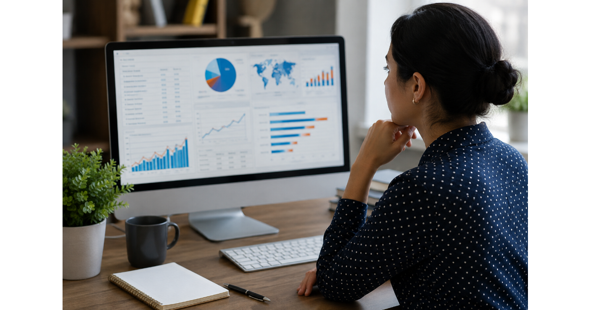 SEO professional analyzing keyword research and competitor data
