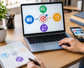 SEO, PPC, content marketing, and social media strategy working together