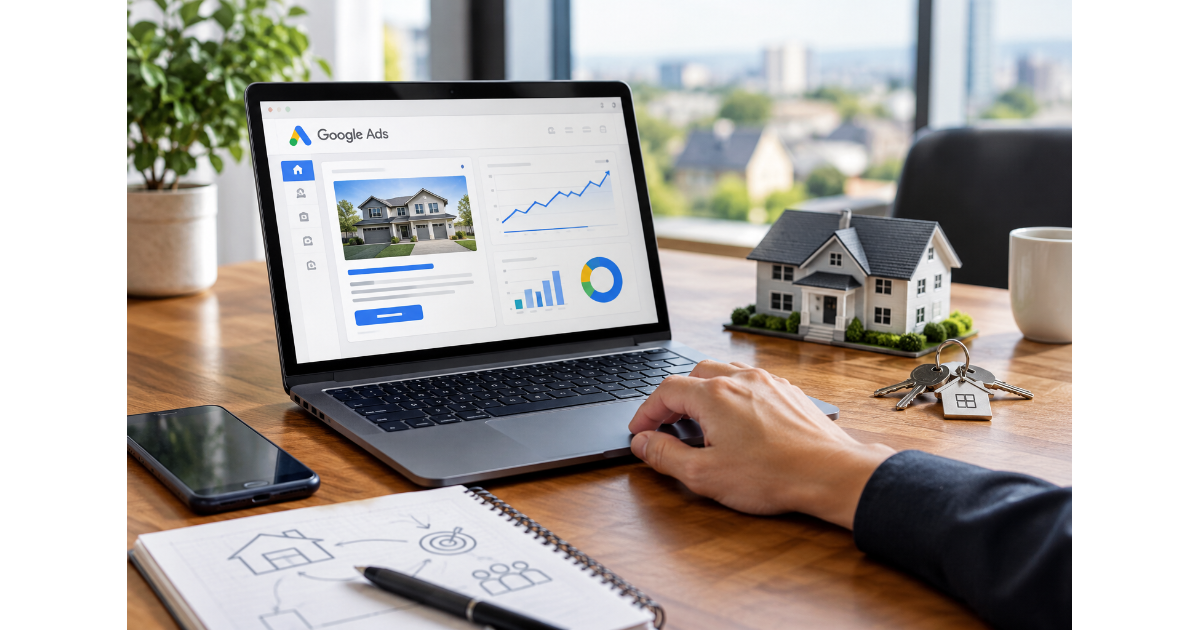 Google Ads for real estate showing property advertising and PPC campaign performance