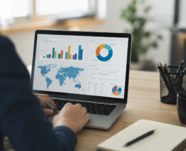 InfoTiger data analytics platform on laptop